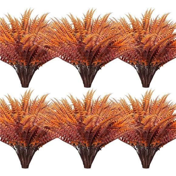 12 Bundles Artificial Fall Plants,Fake Boston Fern Greenery Outdoor UV Resistant - Picture 1 of 7
